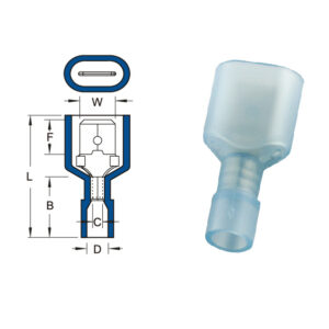 หางปลาเสียบแบนตัวผู้หุ้มเต็มแบบใส
