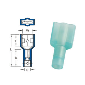 หางปลาเสียบแบนตัวเมียหัวเหลี่ยมหุ้มเต็มแบบใส
